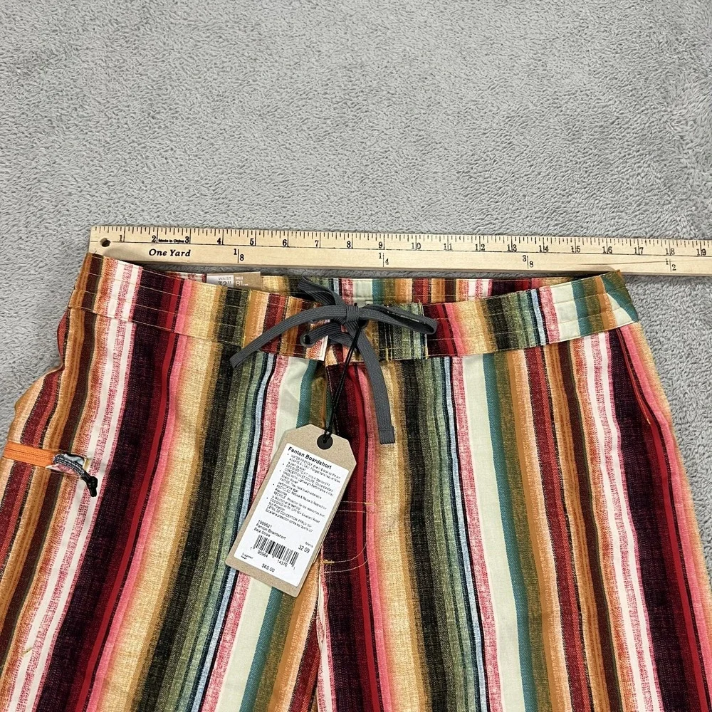 Prana Board Shorts Mens 32 Fenton Baja Stripe Swim Pocket Beach Surfing New